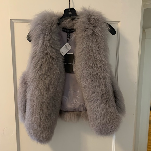 Adrienne landau fox fur vest